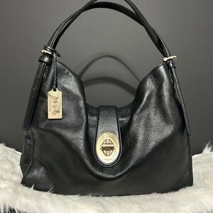 Coach Madison Carlyle Black Shoulder Bag slouchy hobo purse